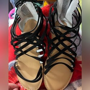 Girls black sandals